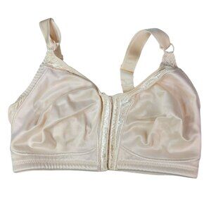 Bali Wire Free Bra Beige 38DD Front Close Wide Straps Full Coverage Vintage 3005